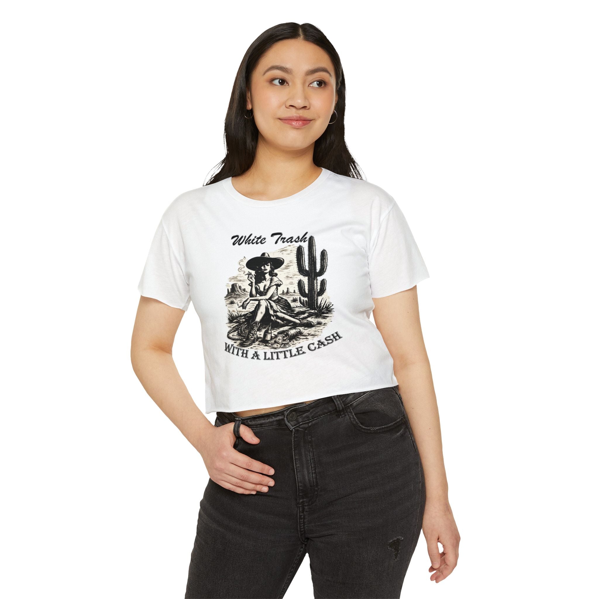 Women's Cowgirl Festival Crop Top — "WT With A Little Cash" - Customer Custom Design